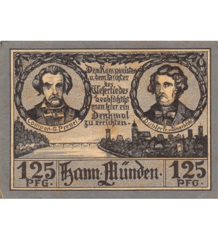 ALLEMAGNE, HANN-MÜNDEN - 125 PFENNIG 1921