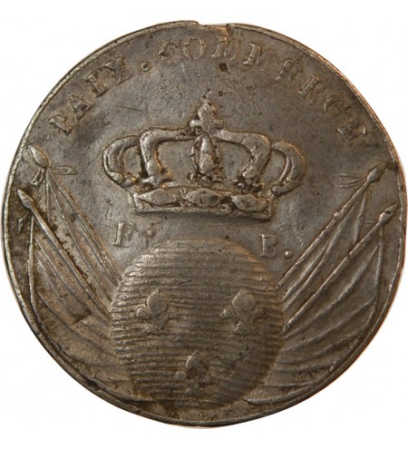 LOUIS XVIII – MEDAILLE étain Paix et Commerce – Collignon 35