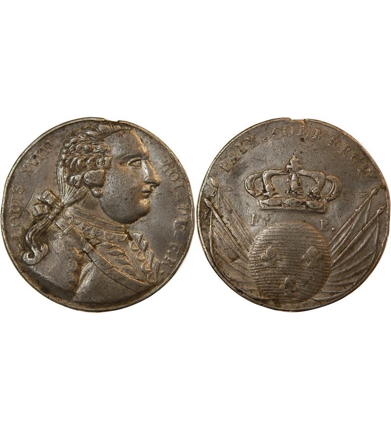 LOUIS XVIII – MEDAILLE étain Paix et Commerce – Collignon 35