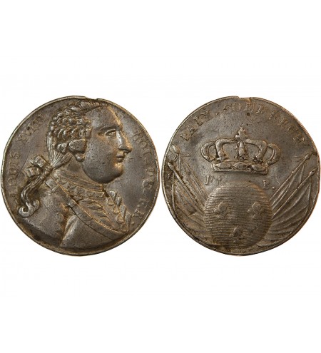 LOUIS XVIII – MEDAILLE étain Paix et Commerce – Collignon 35