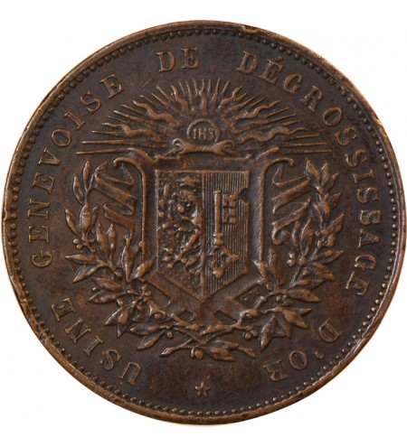SUISSE, EXPOSITION NATIONALE GENEVE – Médaille cuivre 1896 - Module de 10 centimes