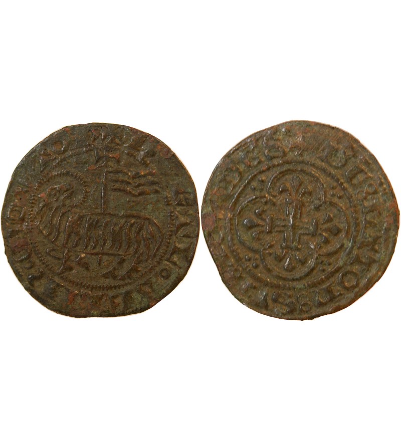 BERRY – JETON de compte au mouton crucifère – XVe siècle – F.9429