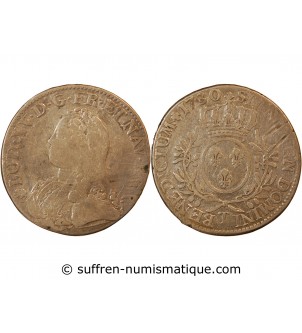 LOUIS XV - ECU AUX BRANCHES D'OLIVIER 1730 T NANTES