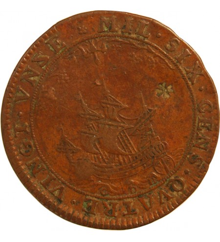 CORPORATIONS, Marchands de vin taverniers – JETON cuivre 1691 - F.5397