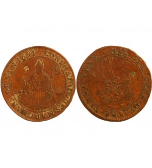 CORPORATIONS, Marchands de vin taverniers – JETON cuivre 1691 - F.5397 2