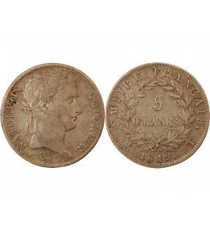 NAPOLEON I﻿ - 5 FRANCS ARGENT 1812 T NANTES 2