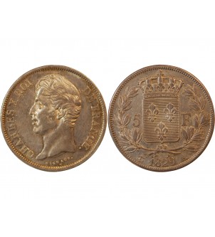 CHARLES X - 5 FRANCS ARGENT 1829 A PARIS "2e Type" 2