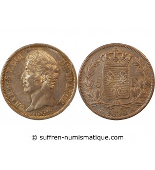 CHARLES X - 5 FRANCS ARGENT 1829 A PARIS "2e Type"