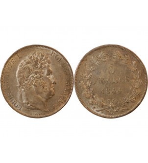 LOUIS PHILIPPE﻿ - 5 FRANCS ARGENT 1844 W LILLE "3e Type Domard" 2