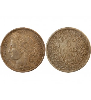 CERES - 5 FRANCS ARGENT 1849 BB STRASBOURG 2
