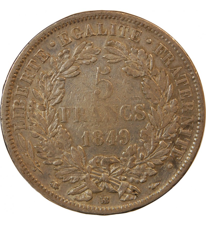CERES - 5 FRANCS ARGENT 1849 BB STRASBOURG