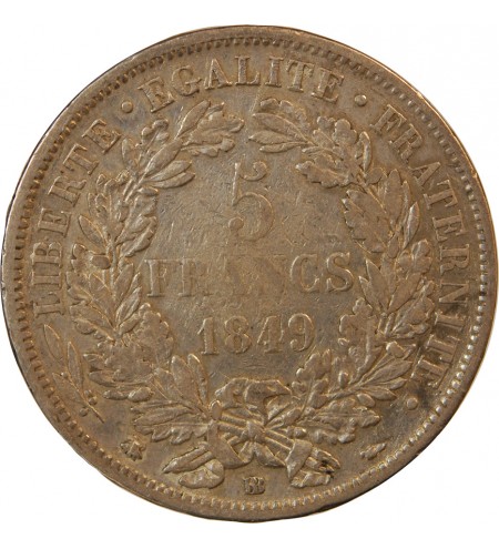 CERES - 5 FRANCS ARGENT 1849 BB STRASBOURG