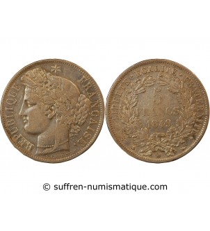 CERES - 5 FRANCS ARGENT 1849 BB STRASBOURG