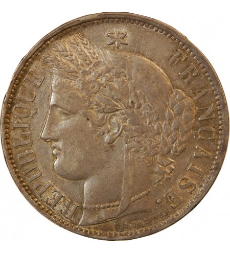 CERES - 5 FRANCS ARGENT 1870 K BORDEAUX "Sans Légende" RARE