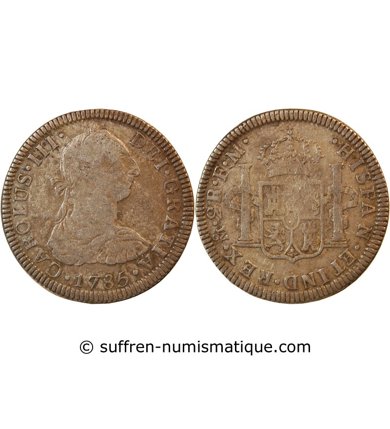 MEXIQUE, CHARLES III - 2 REALES ARGENT 1785 FM MEXICO