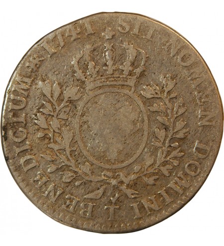 LOUIS XV - 1/2 ECU AU BANDEAU 1741 T NANTES R