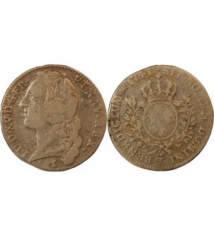 LOUIS XV - 1/2 ECU AU BANDEAU 1741 T NANTES R 2