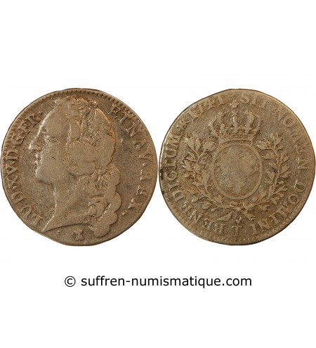 LOUIS XV - 1/2 ECU AU BANDEAU 1741 T NANTES R