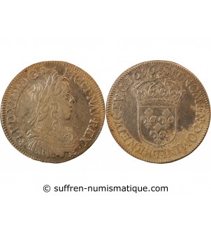 LOUIS XIV - 1/2 ECU A LA MECHE LONGUE 1656 T NANTES