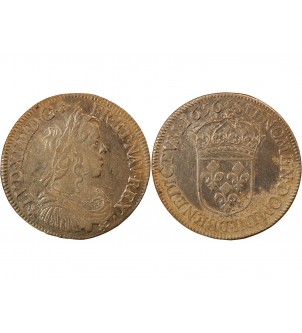 LOUIS XIV - 1/2 ECU A LA MECHE LONGUE 1656 T NANTES 2
