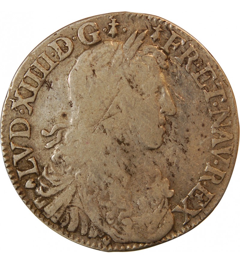 LOUIS XIV - 1/2 ECU AU BUSTE JUVENILE 1662 T NANTES