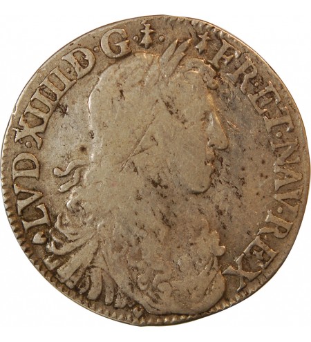 LOUIS XIV - 1/2 ECU AU BUSTE JUVENILE 1662 T NANTES