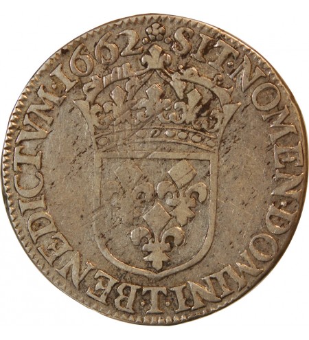 LOUIS XIV - 1/2 ECU AU BUSTE JUVENILE 1662 T NANTES