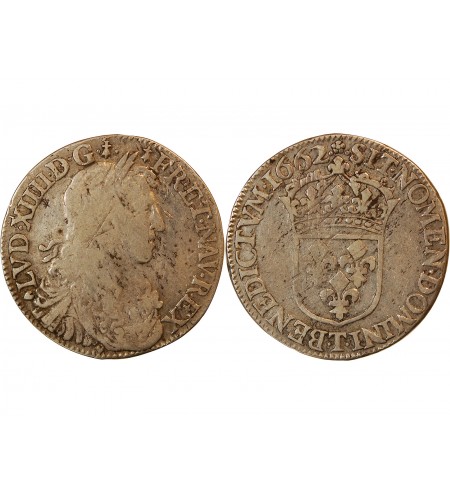 LOUIS XIV - 1/2 ECU AU BUSTE JUVENILE 1662 T NANTES