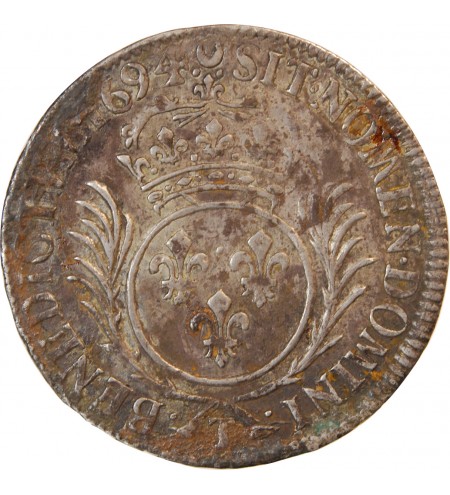 LOUIS XIV - 1/2 ECU AUX PALMES 1694 T NANTES
