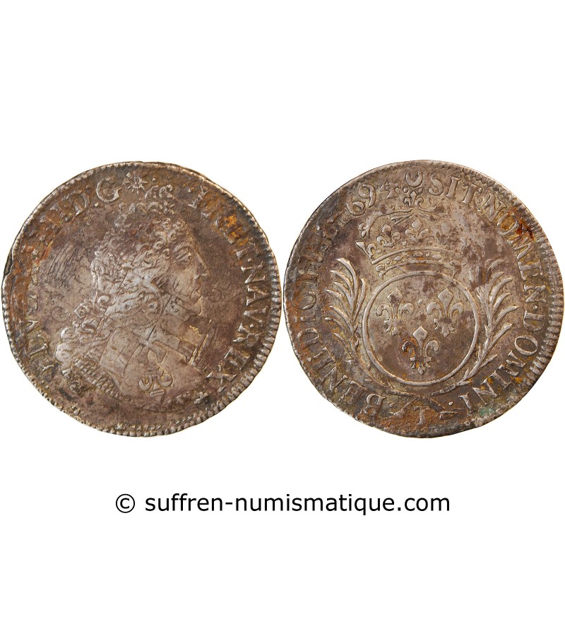 LOUIS XIV - 1/2 ECU AUX PALMES 1694 T NANTES