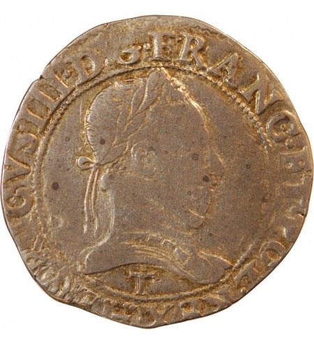 HENRI III - FRANC "Au Col Plat" ARGENT 1578 T NANTES