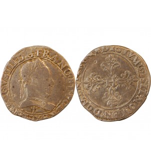 HENRI III - FRANC "Au Col Plat" ARGENT 1578 T NANTES 2