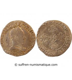 HENRI III - FRANC "Au Col Plat" ARGENT 1578 T NANTES