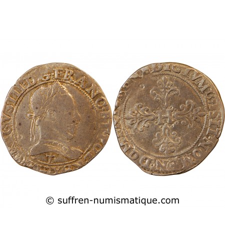 HENRI III - FRANC "Au Col Plat" ARGENT 1578 T NANTES