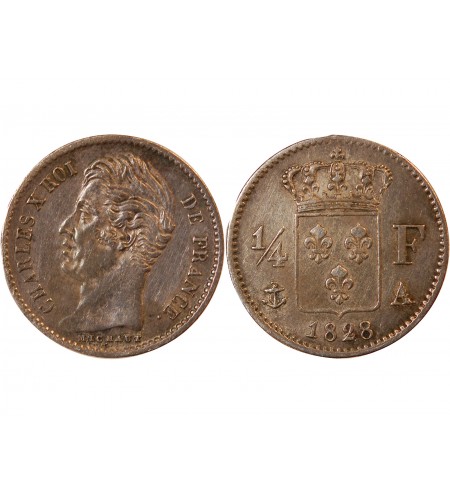 CHARLES X - 1/4 FRANCS ARGENT 1828 A PARIS