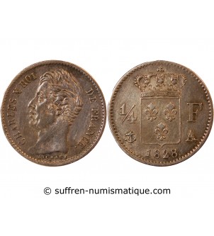 CHARLES X - 1/4 FRANCS ARGENT 1828 A PARIS