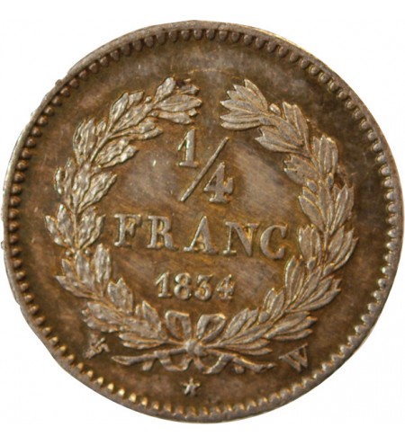 LOUIS PHILIPPE﻿ - 1/4 FRANC ARGENT 1834 W LILLE