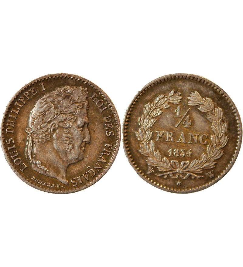 LOUIS PHILIPPE﻿ - 1/4 FRANC ARGENT 1834 W LILLE