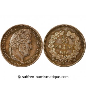 LOUIS PHILIPPE﻿ - 1/4 FRANC ARGENT 1834 W LILLE