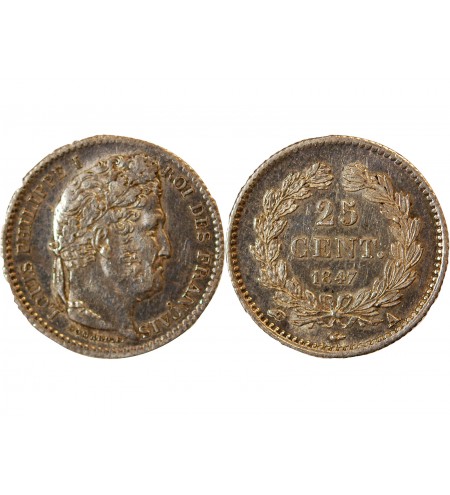 LOUIS PHILIPPE﻿ - 25 CENTIMES ARGENT 1847 A PARIS