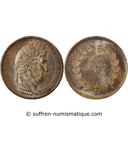 LOUIS PHILIPPE﻿ - 25 CENTIMES ARGENT 1847 A PARIS