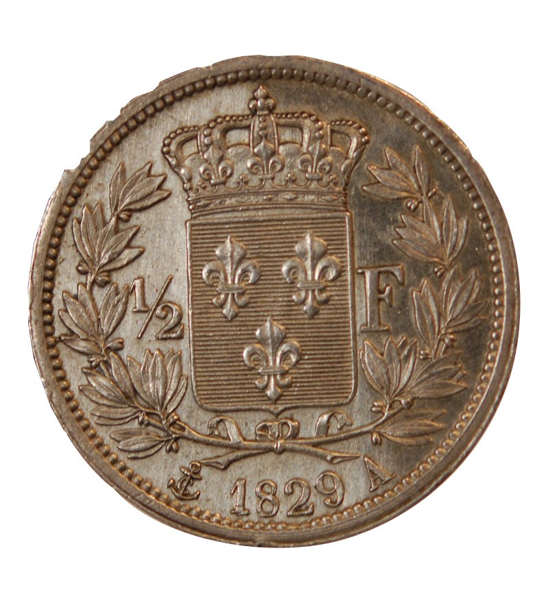 CHARLES X - 1/2 FRANC ARGENT 1829 A PARIS
