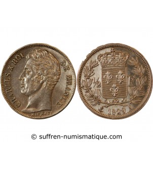 CHARLES X - 1/2 FRANC ARGENT 1829 A PARIS