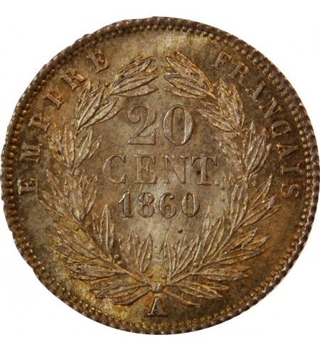 NAPOLEON III - 20 CENTIMES ARGENT 1860 A PARIS