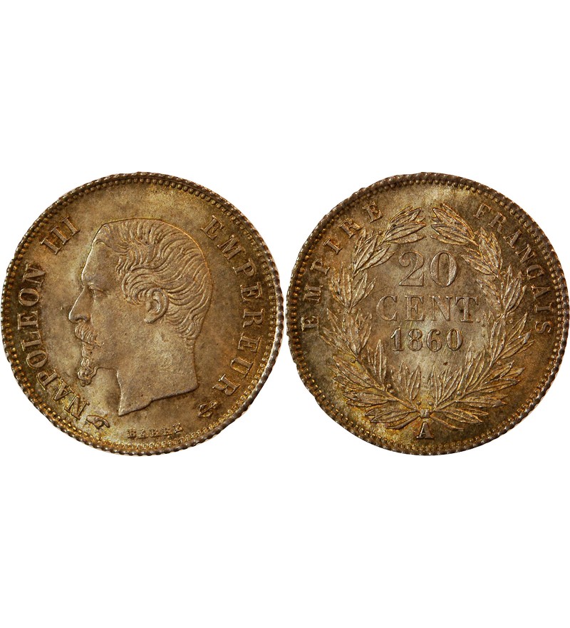 NAPOLEON III - 20 CENTIMES ARGENT 1860 A PARIS