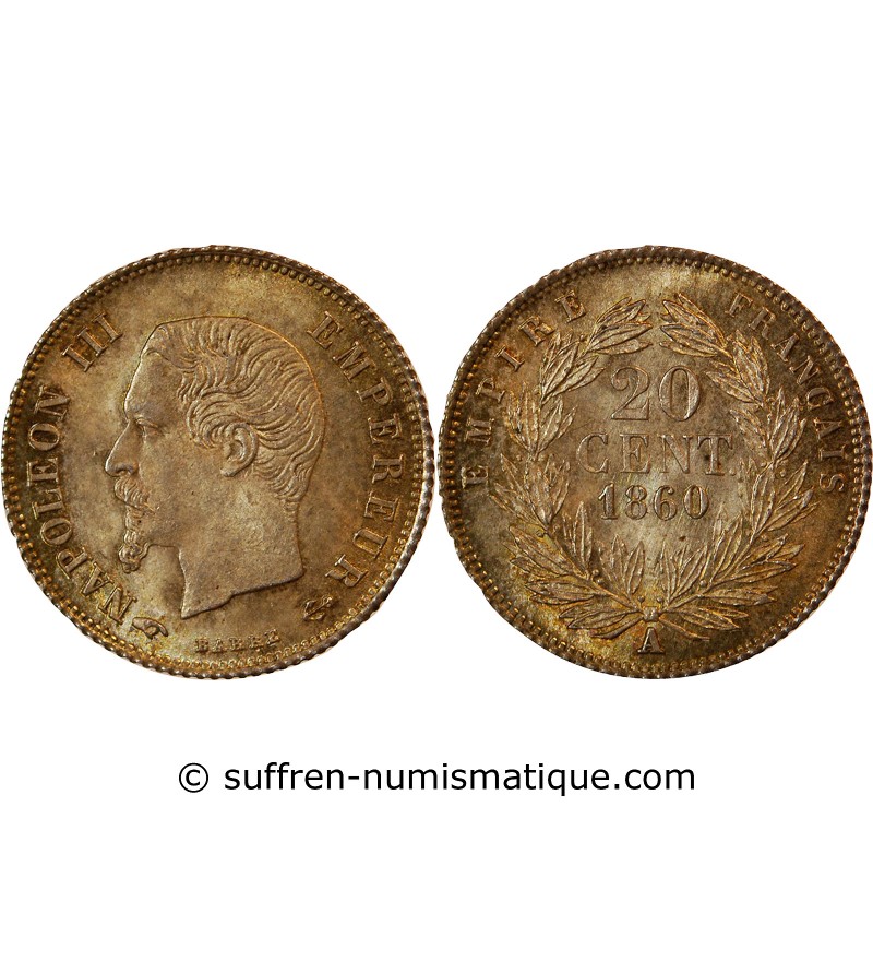 NAPOLEON III - 20 CENTIMES ARGENT 1860 A PARIS