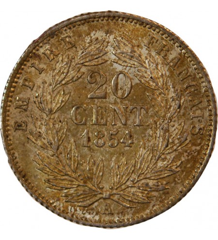 NAPOLEON III - 20 CENTIMES ARGENT 1854 A PARIS