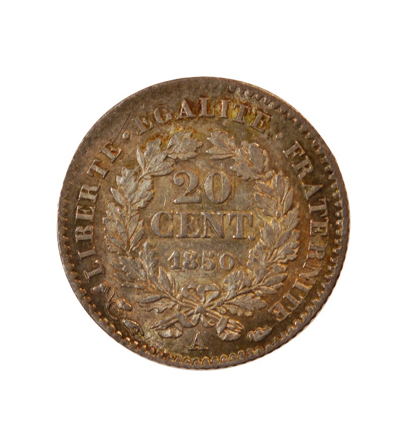 CERES - 20 CENTIMES ARGENT 1850 A PARIS - Oreille Basse