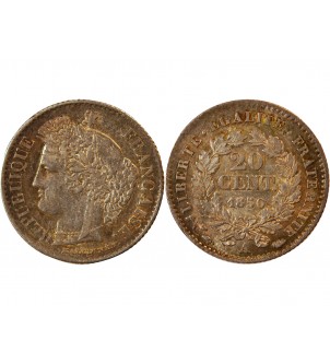 CERES - 20 CENTIMES ARGENT 1850 A PARIS - Oreille Basse 2