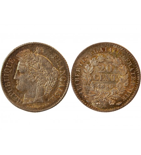 CERES - 20 CENTIMES ARGENT 1850 A PARIS - Oreille Basse
